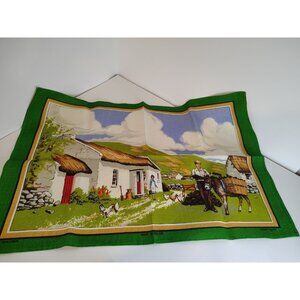 Vintage Irish Farmhouse Linen Lamont Tea Towel Kitchen 19" x 30" Souvenir